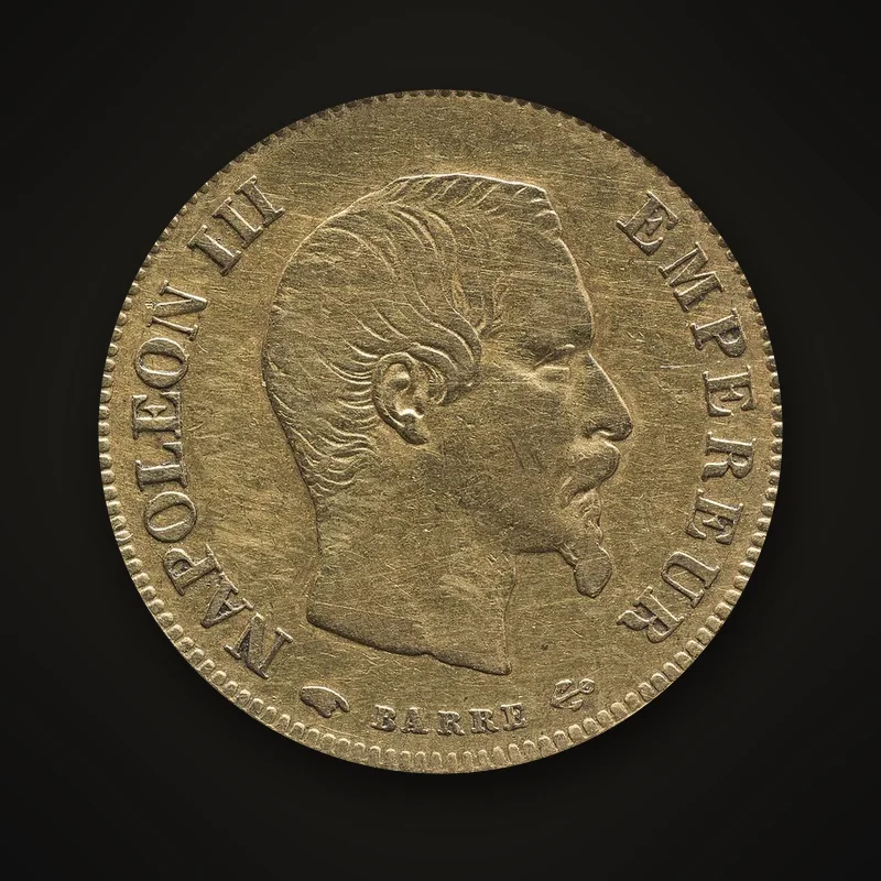 10 francs or Napoléon III tête nue, 1855, avers